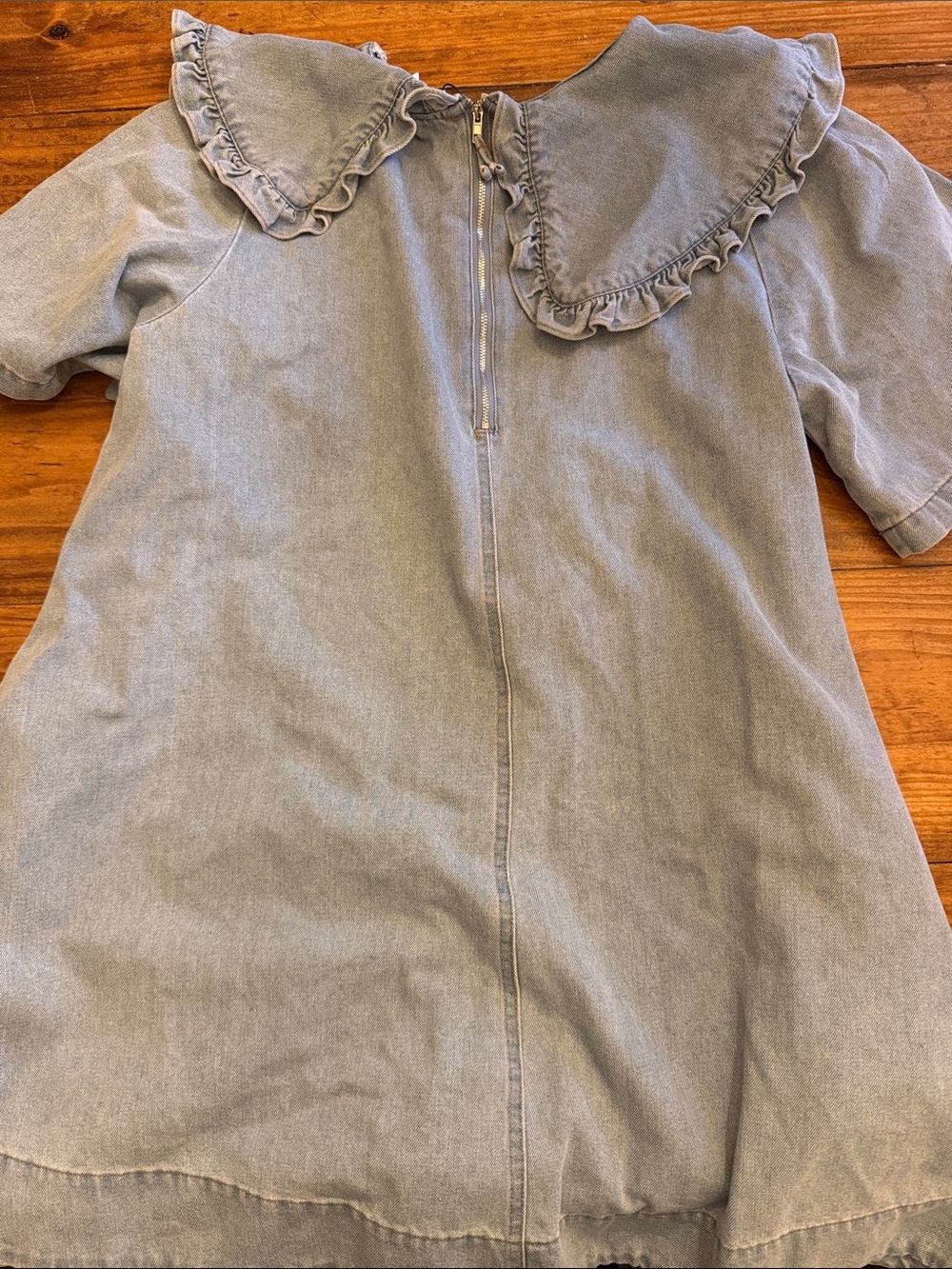 Light Blue denim Ruffle Collar dress - Picture 5 of 5